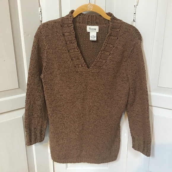 Cambridge Dry Goods Sweaters - Cambridge Dry Goods Brown V-Neck Sweater